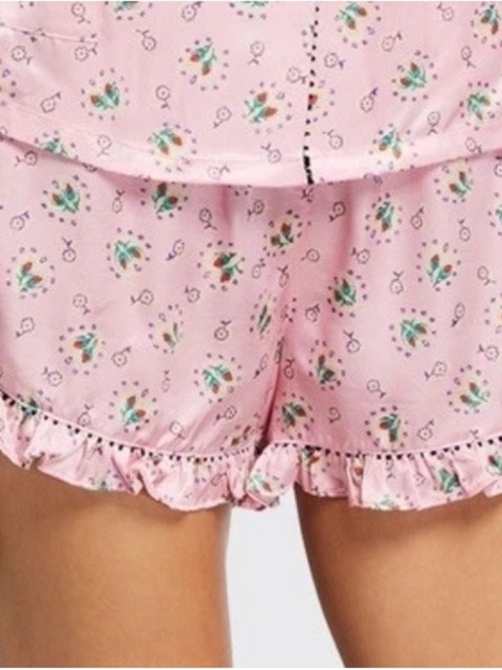 Love Shack Fancy x Morgan Lane Pink Floral Pajama Shorts Only Size Large
